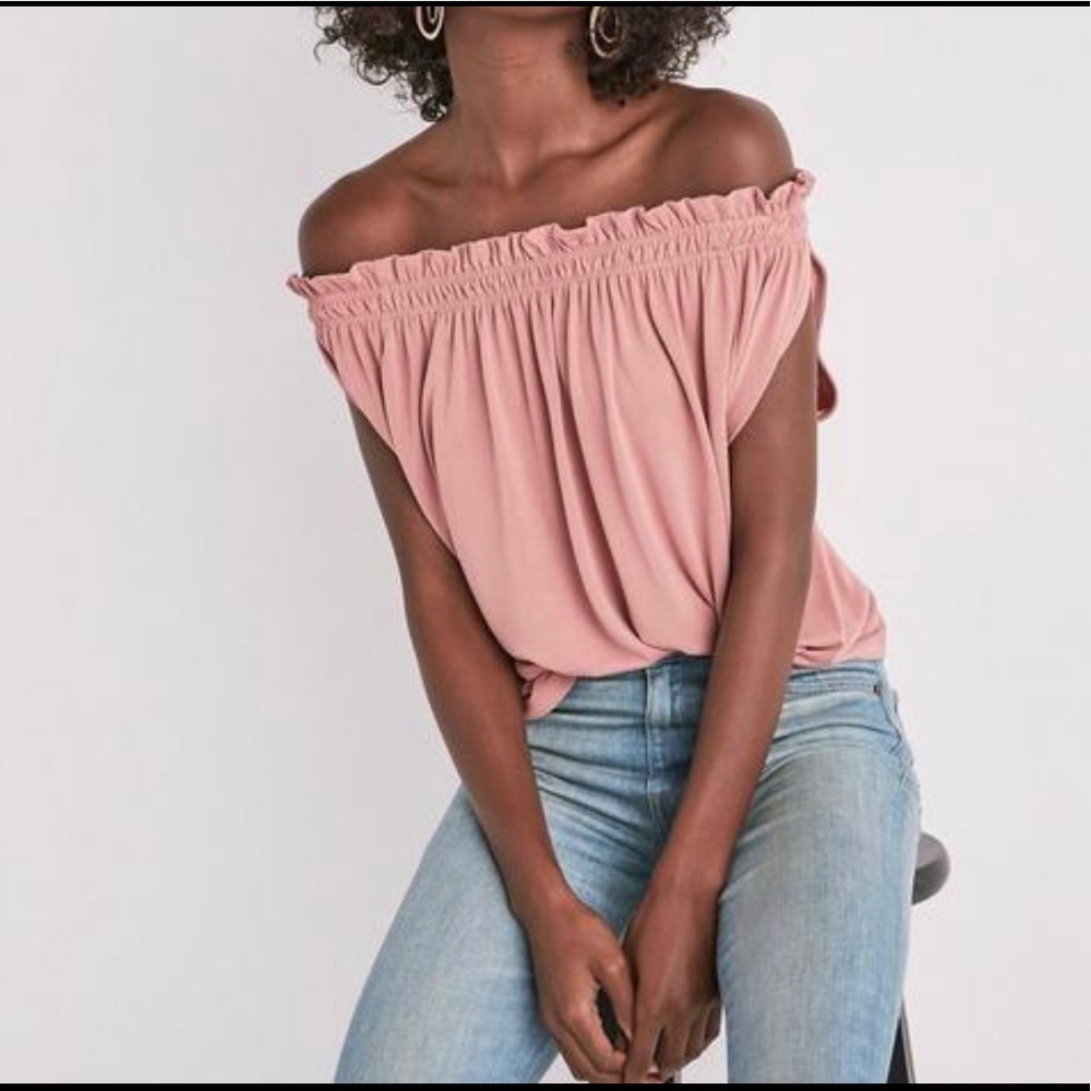off-the-shoulder seafoam Lucky Brand top